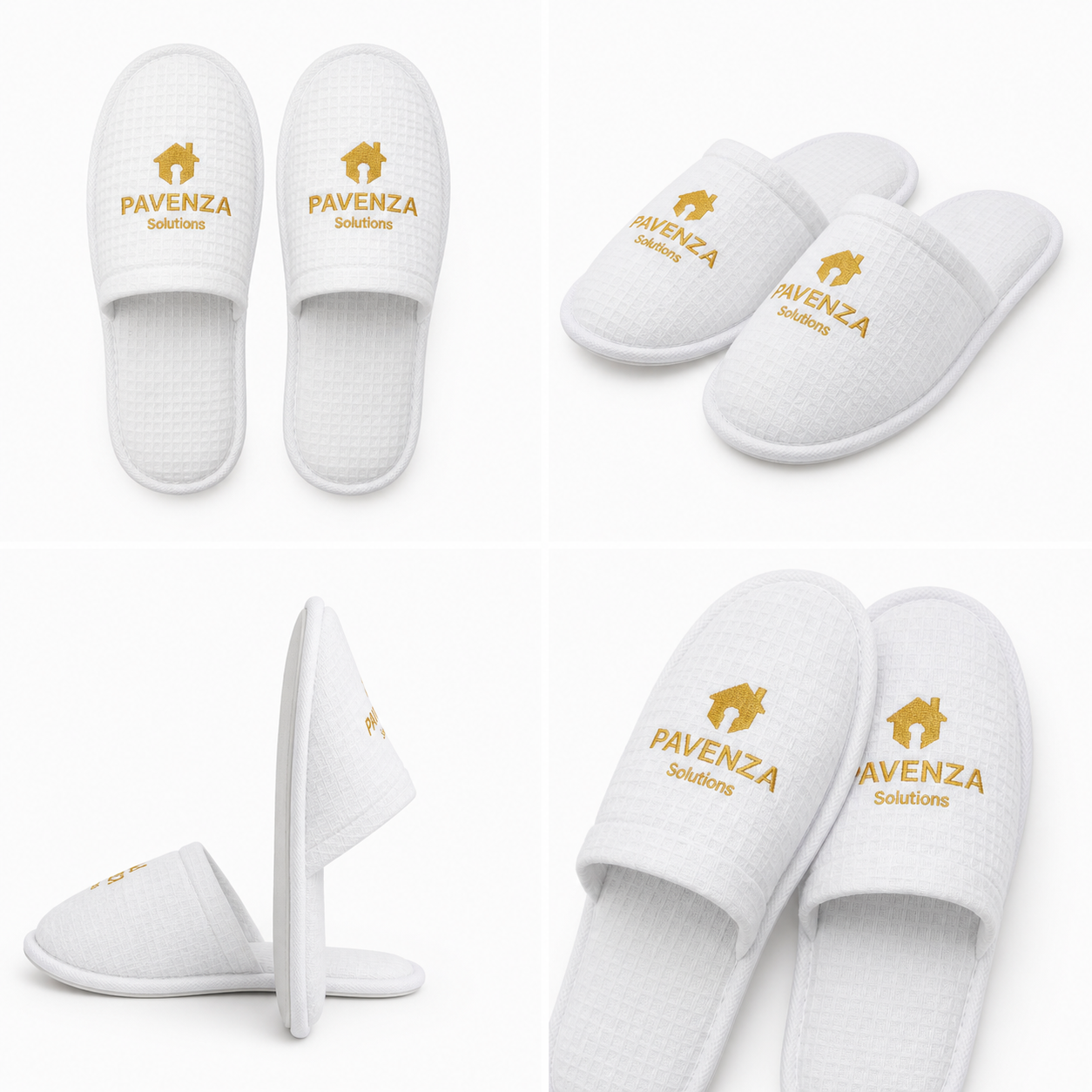 Embroidered Waffle Slippers